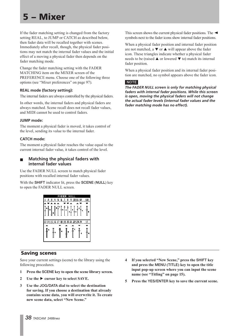 Saving scenes, 5 − mixer | Tascam 2488neo User Manual | Page 38 / 124