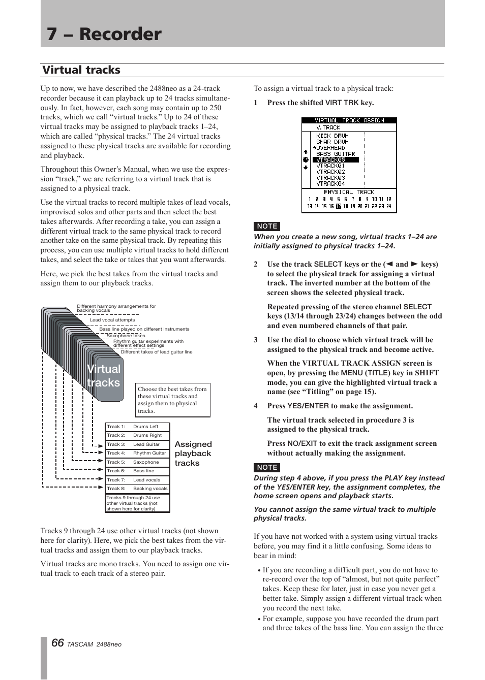 Virtual tracks, 7 − recorder | Tascam 2488neo User Manual | Page 66 / 124