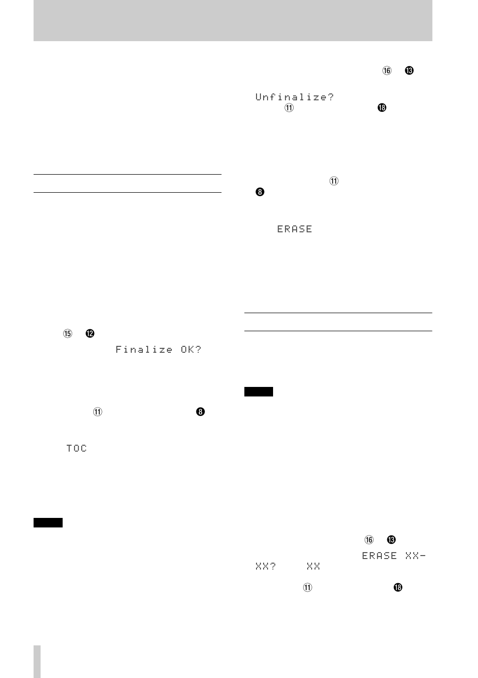 5 - after recording, 1 finalizing, 2 erasing | Tascam CD-RW700 User Manual | Page 26 / 28