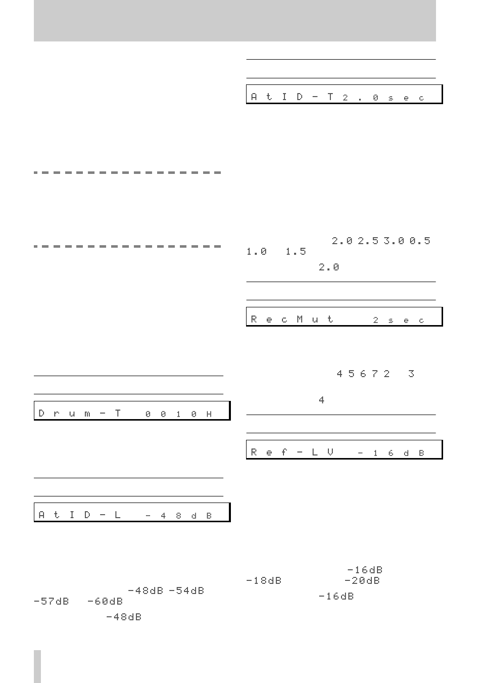 3 - menu functions, 1 drum time (head time), 2 auto id level | 3 auto id time, 4 record mute time, 5 reference level | Tascam DA-45HR User Manual | Page 18 / 32