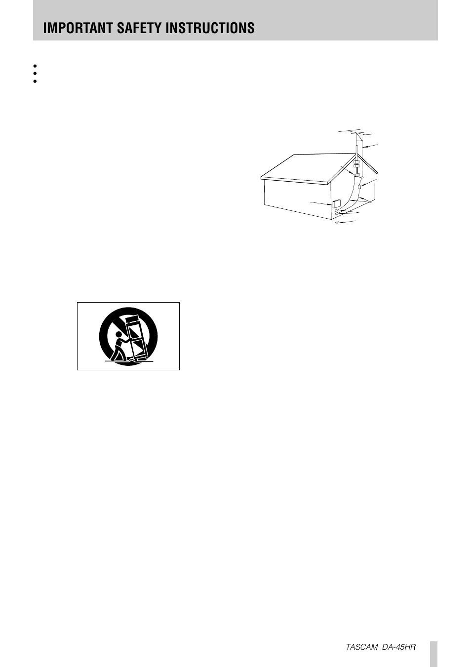 Important safety instructions, Tascam da-45hr | Tascam DA-45HR User Manual | Page 3 / 32