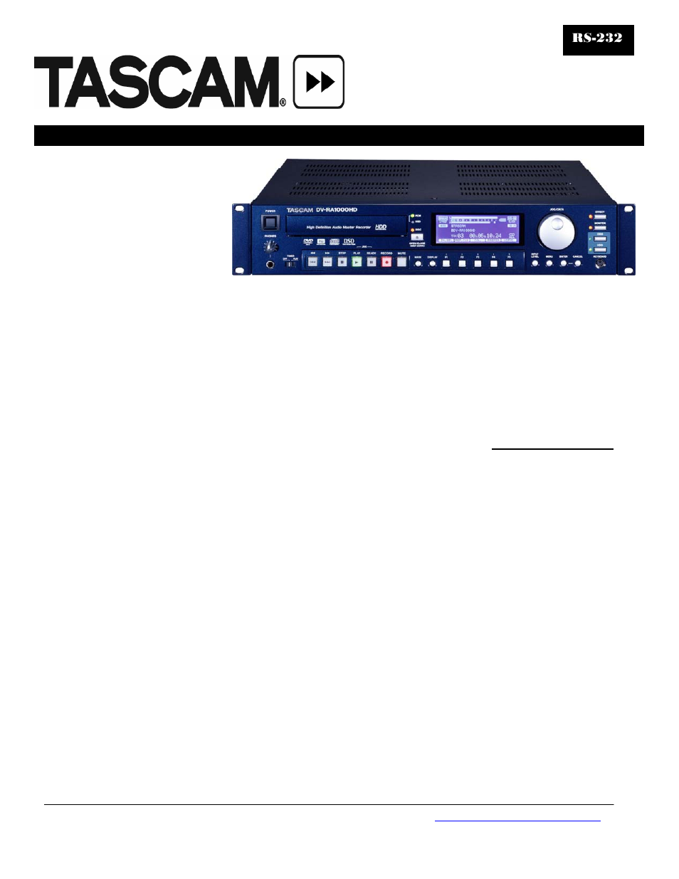 Tascam DV-RA1000HD User Manual | 4 pages