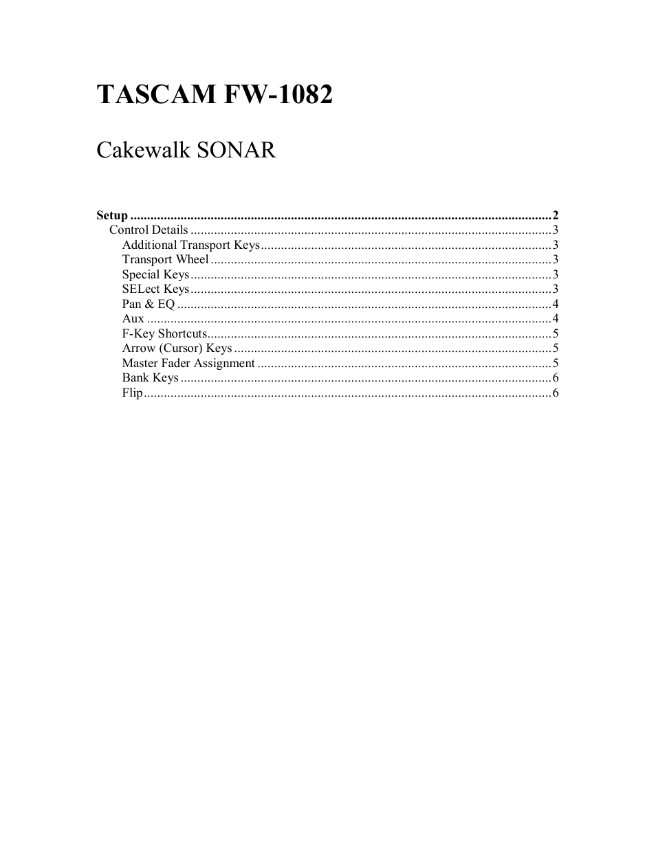 Tascam FW1082 User Manual | 6 pages