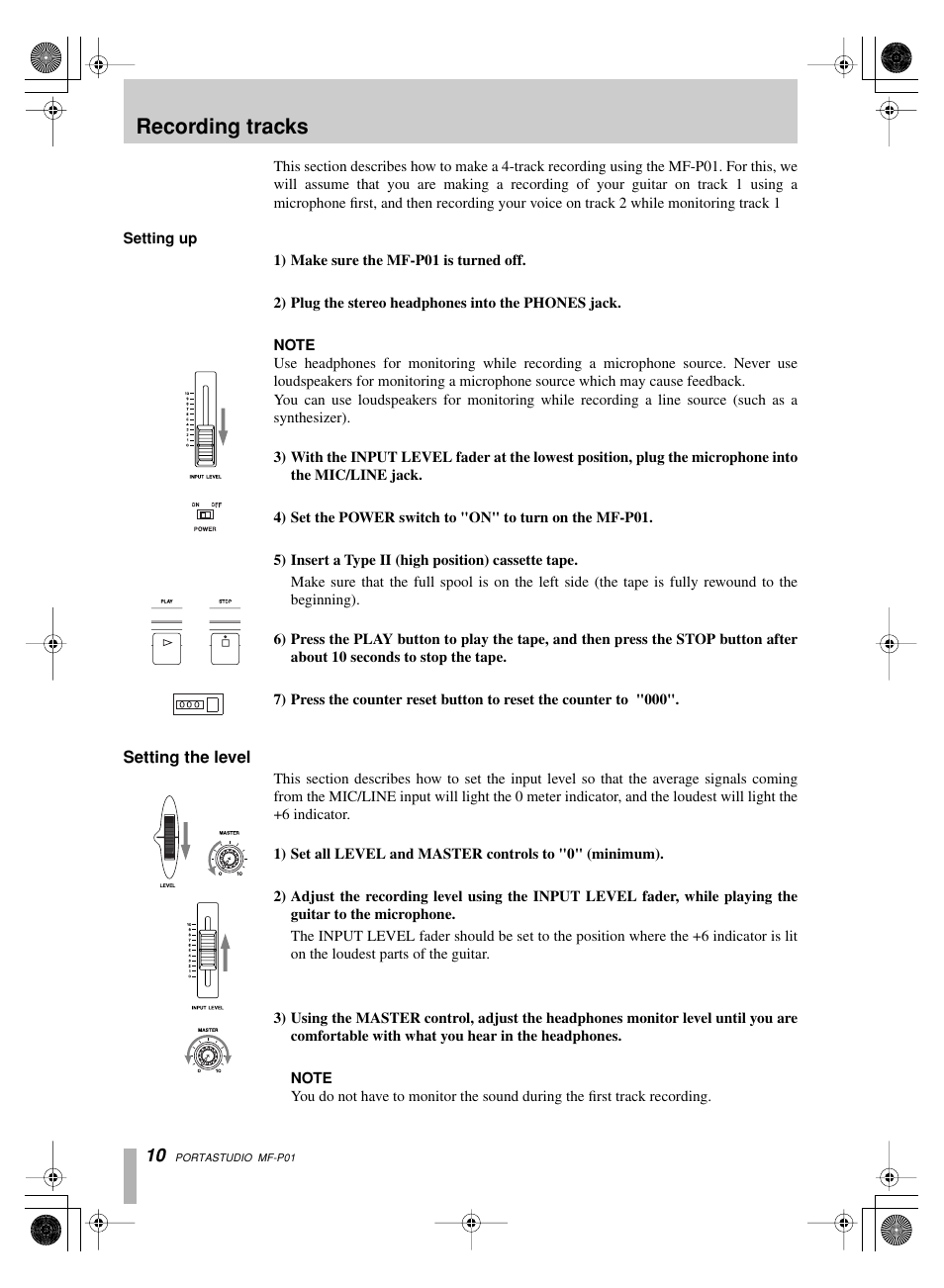 Recording tracks | Tascam MF-P01 User Manual | Page 10 / 16