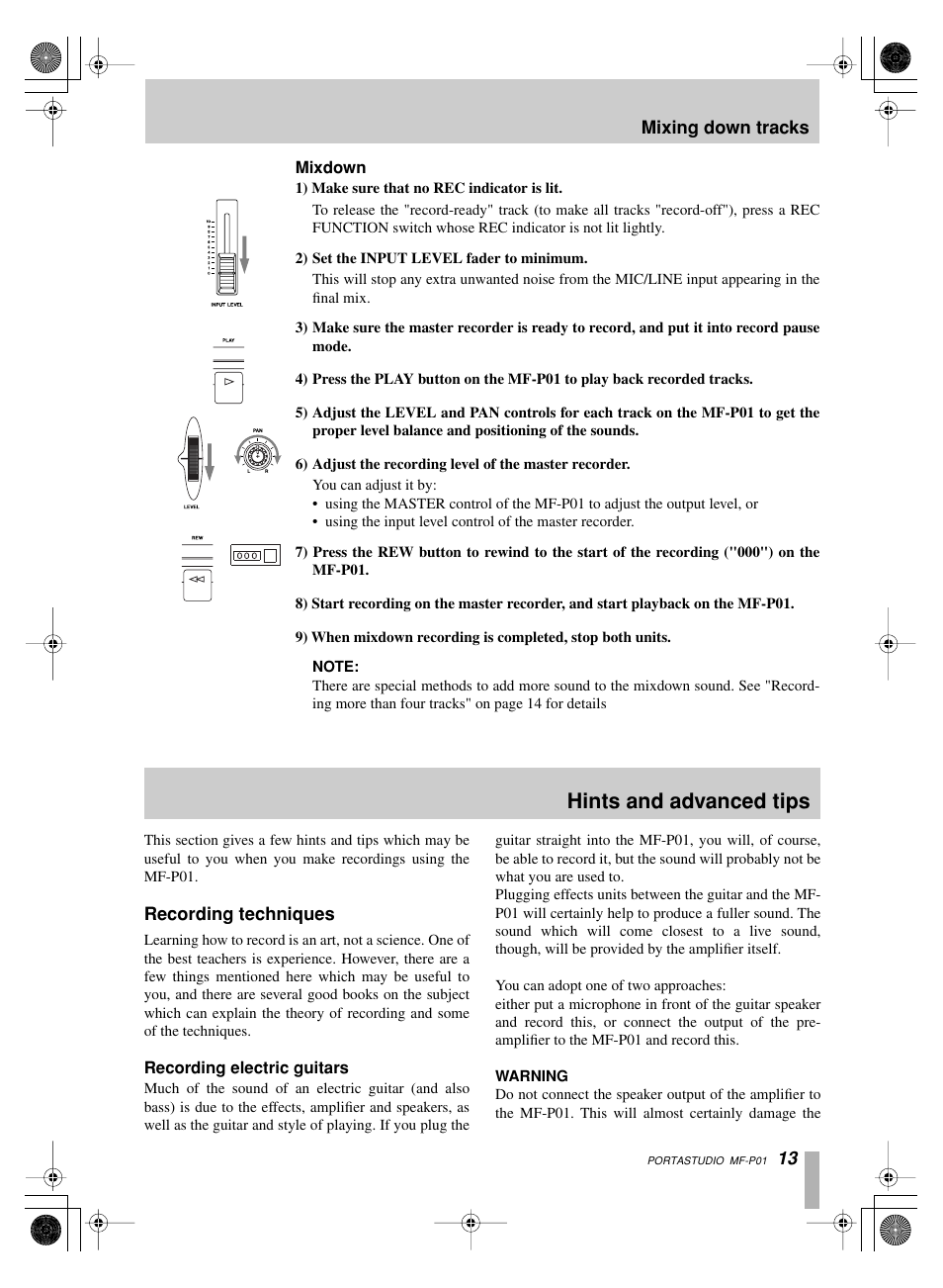 Hints and advanced tips | Tascam MF-P01 User Manual | Page 13 / 16