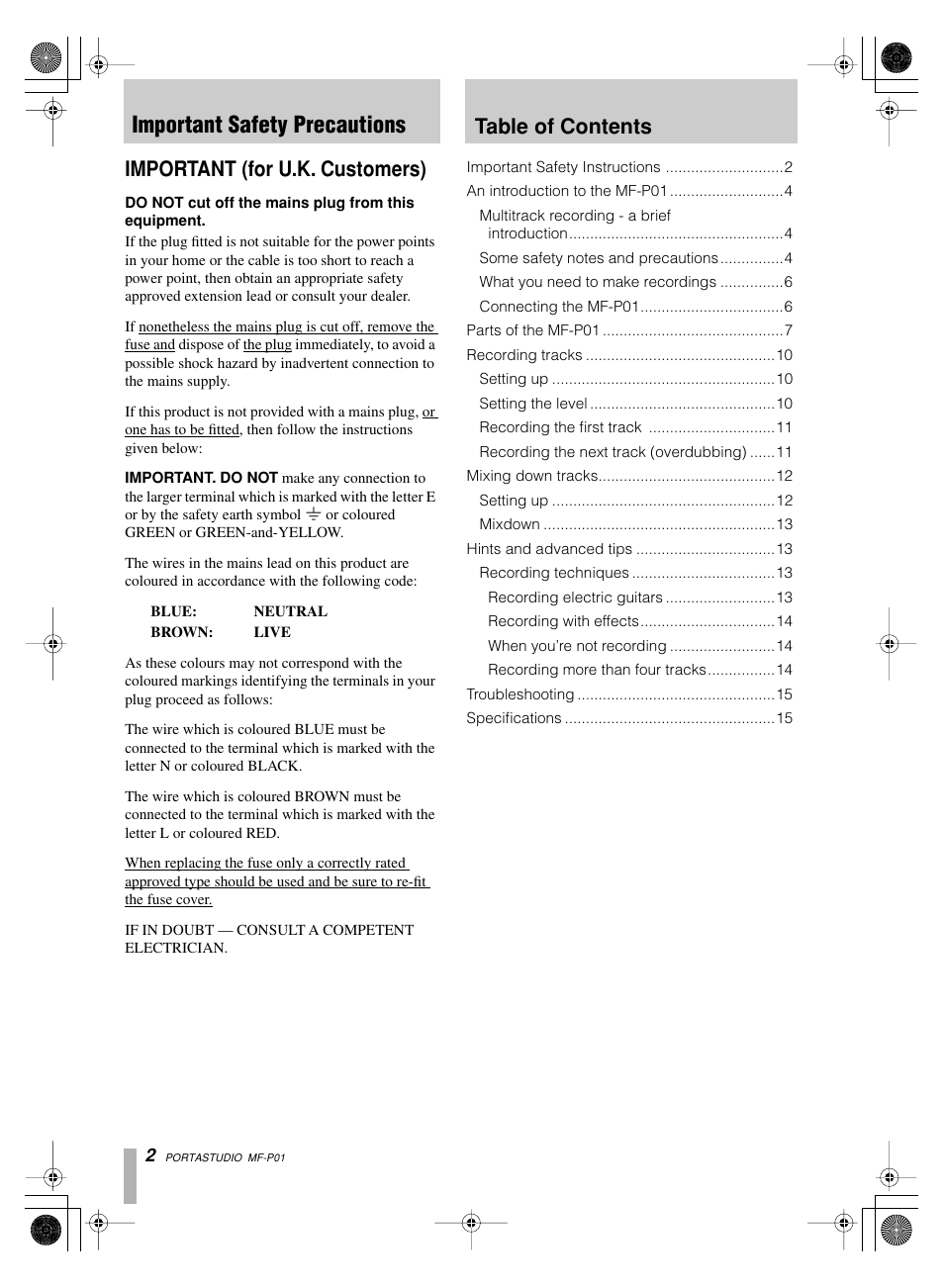 Tascam MF-P01 User Manual | Page 2 / 16