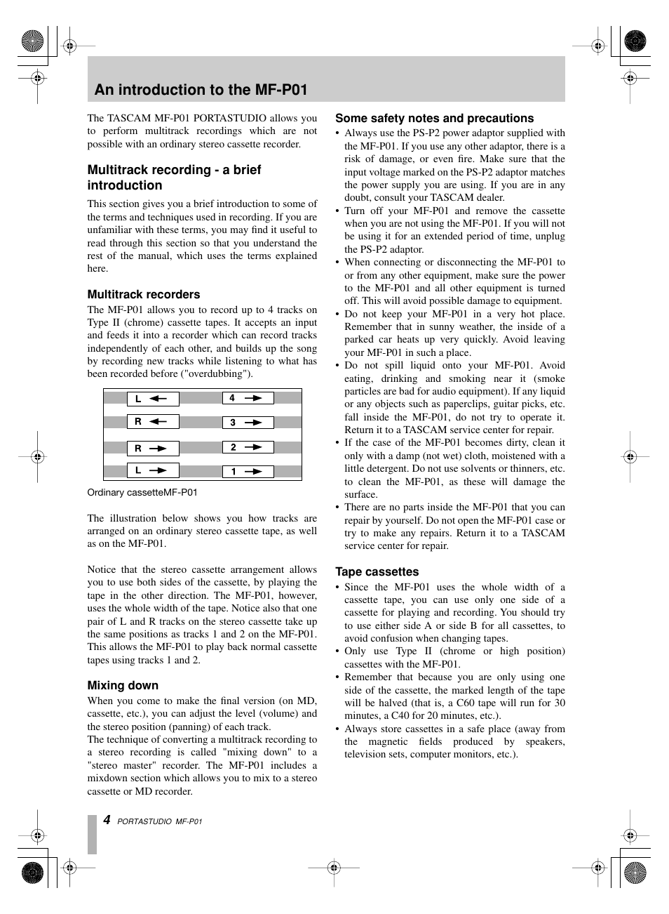 An introduction to the mf-p01 | Tascam MF-P01 User Manual | Page 4 / 16