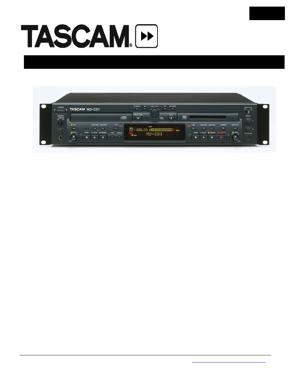 Tascam MD-CD1 User Manual | 1 page