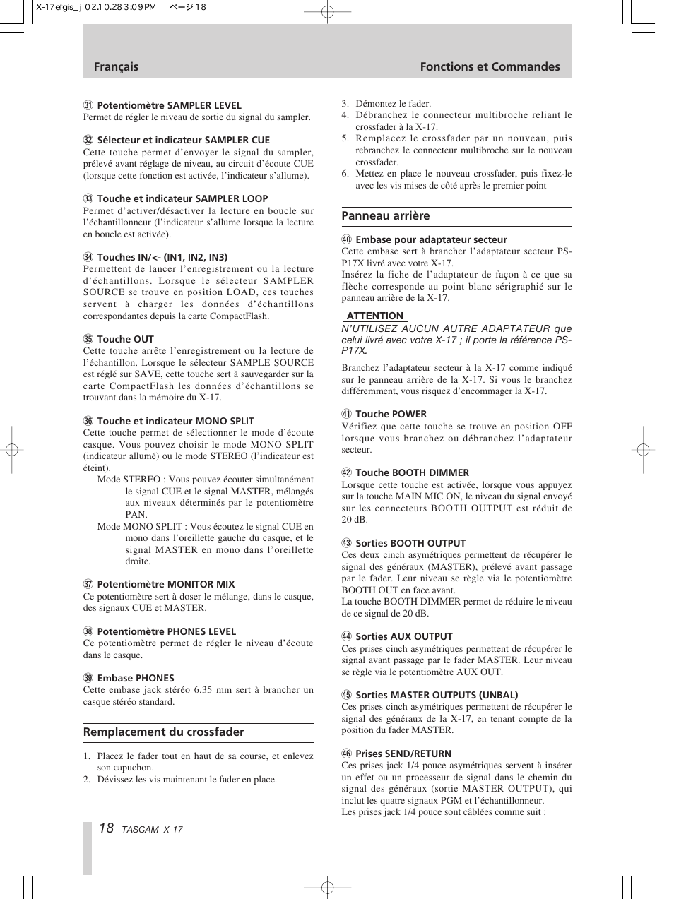 Tascam X-17 User Manual | Page 18 / 52