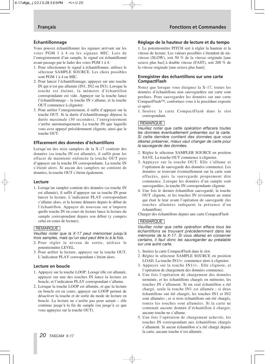 Tascam X-17 User Manual | Page 20 / 52