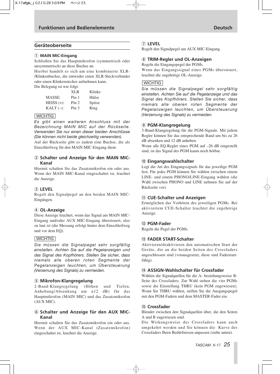 Tascam X-17 User Manual | Page 25 / 52