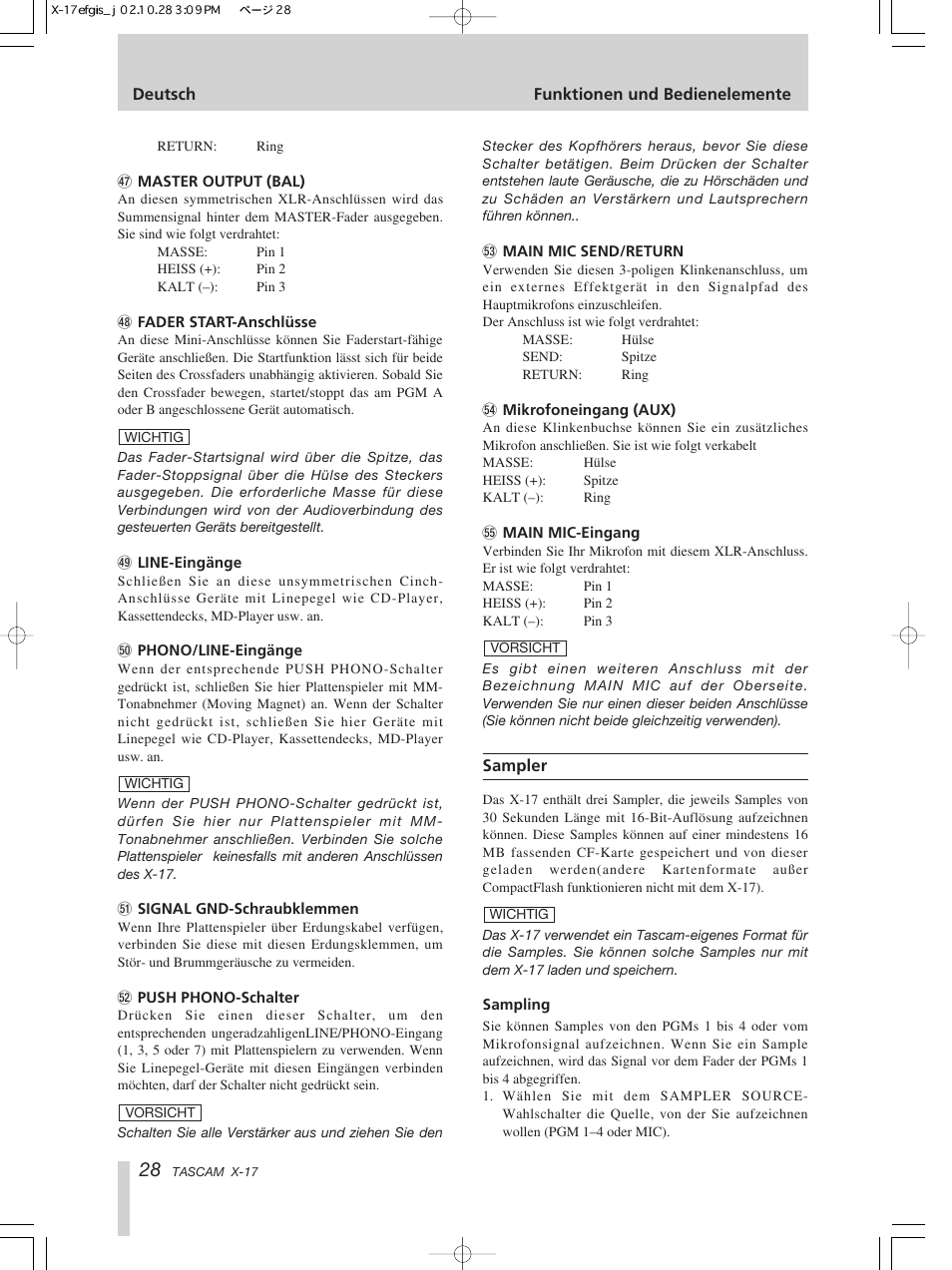 Tascam X-17 User Manual | Page 28 / 52