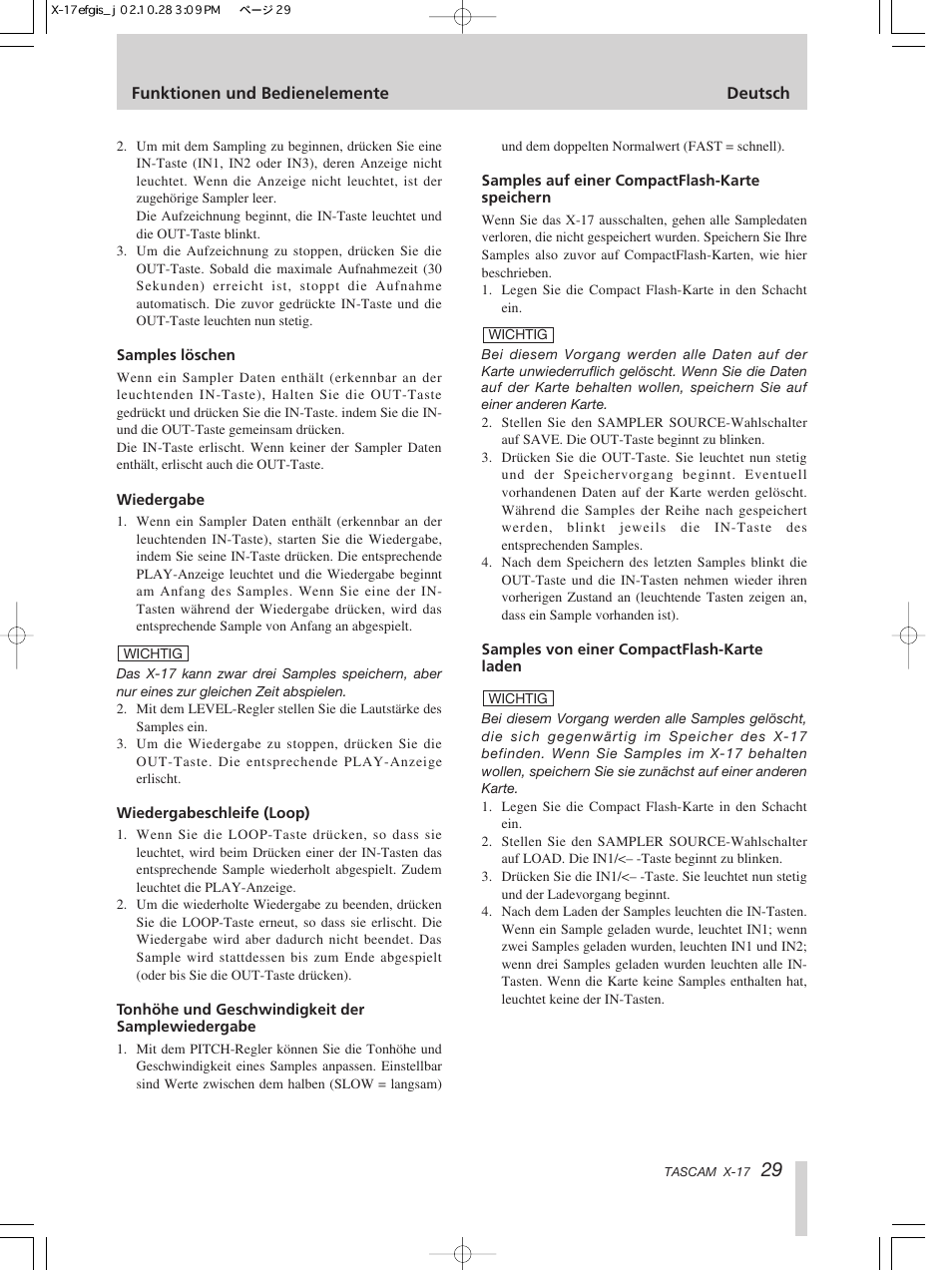 Tascam X-17 User Manual | Page 29 / 52