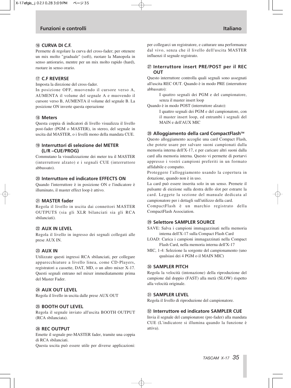 Tascam X-17 User Manual | Page 35 / 52