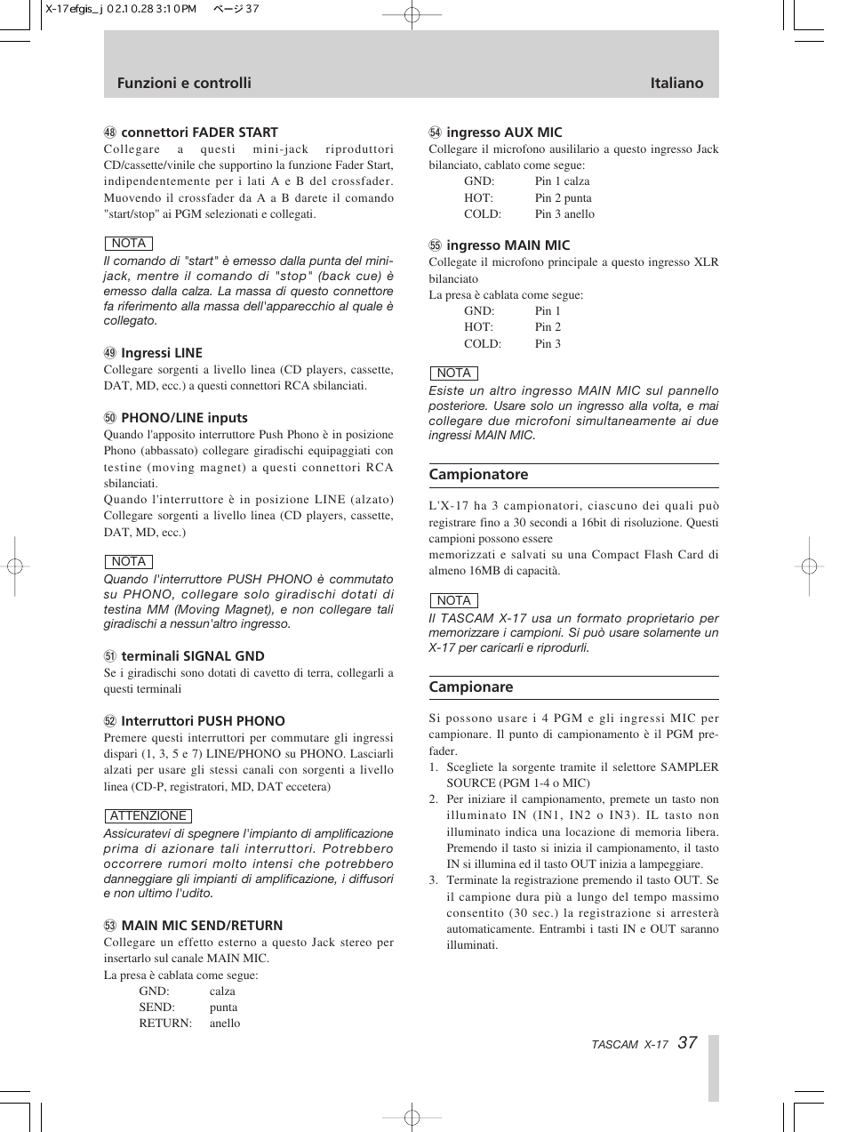 Tascam X-17 User Manual | Page 37 / 52