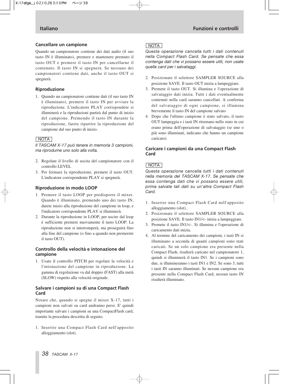 Tascam X-17 User Manual | Page 38 / 52