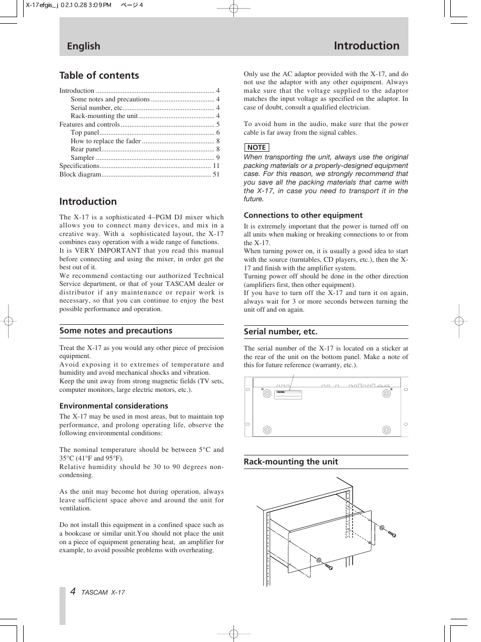 Tascam X-17 User Manual | Page 4 / 52