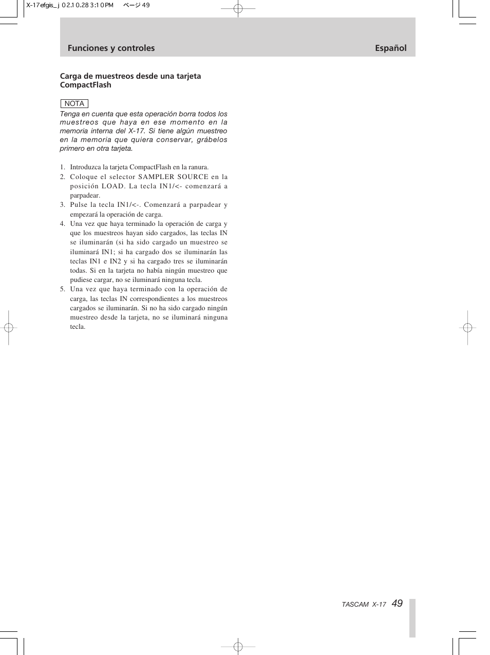 Tascam X-17 User Manual | Page 49 / 52