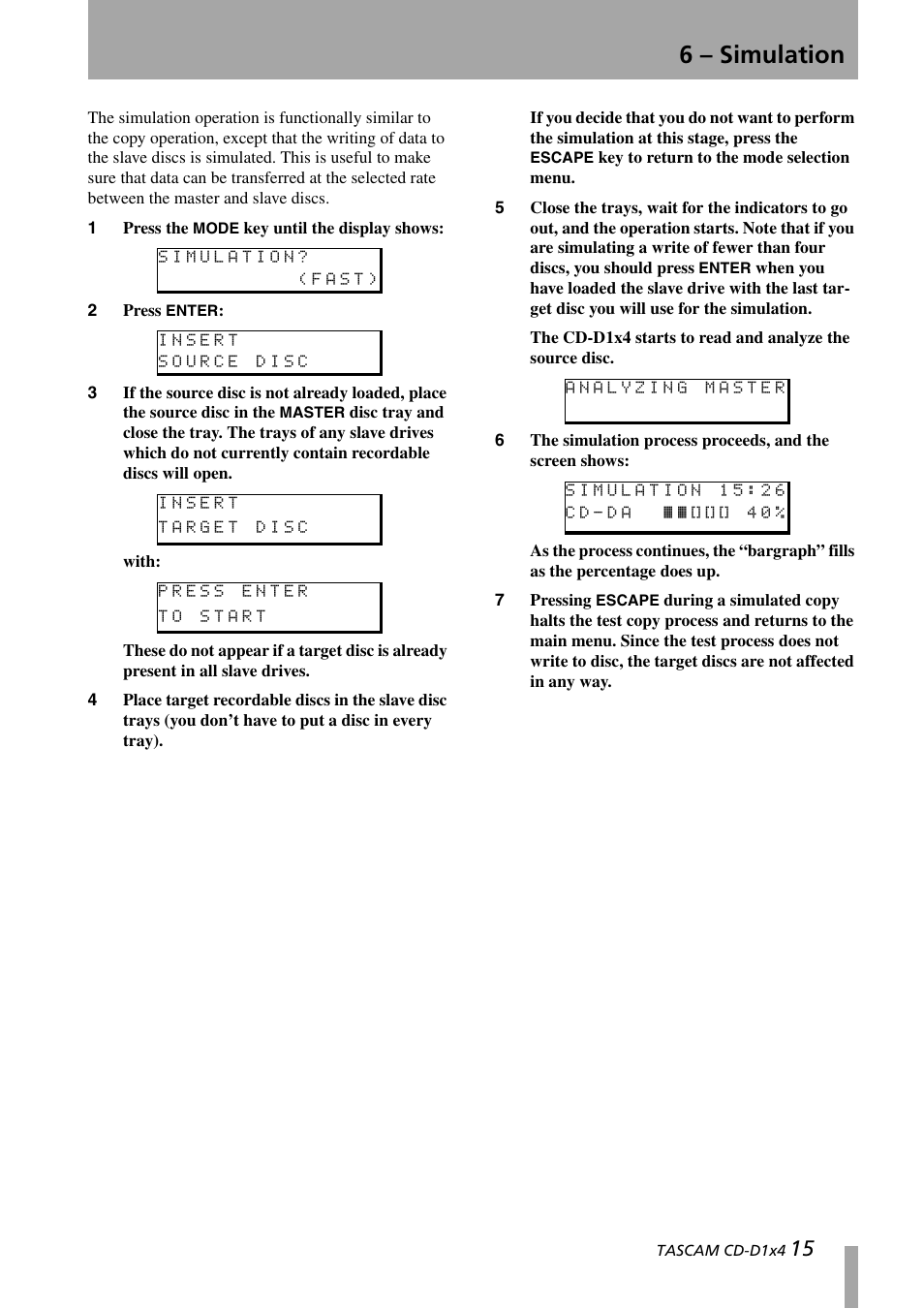 6 – simulation | Tascam CD-D1X4 User Manual | Page 15 / 22
