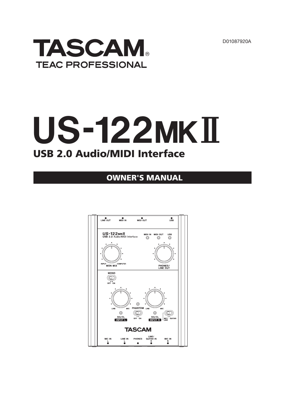 Tascam US-122MKII User Manual | 32 pages