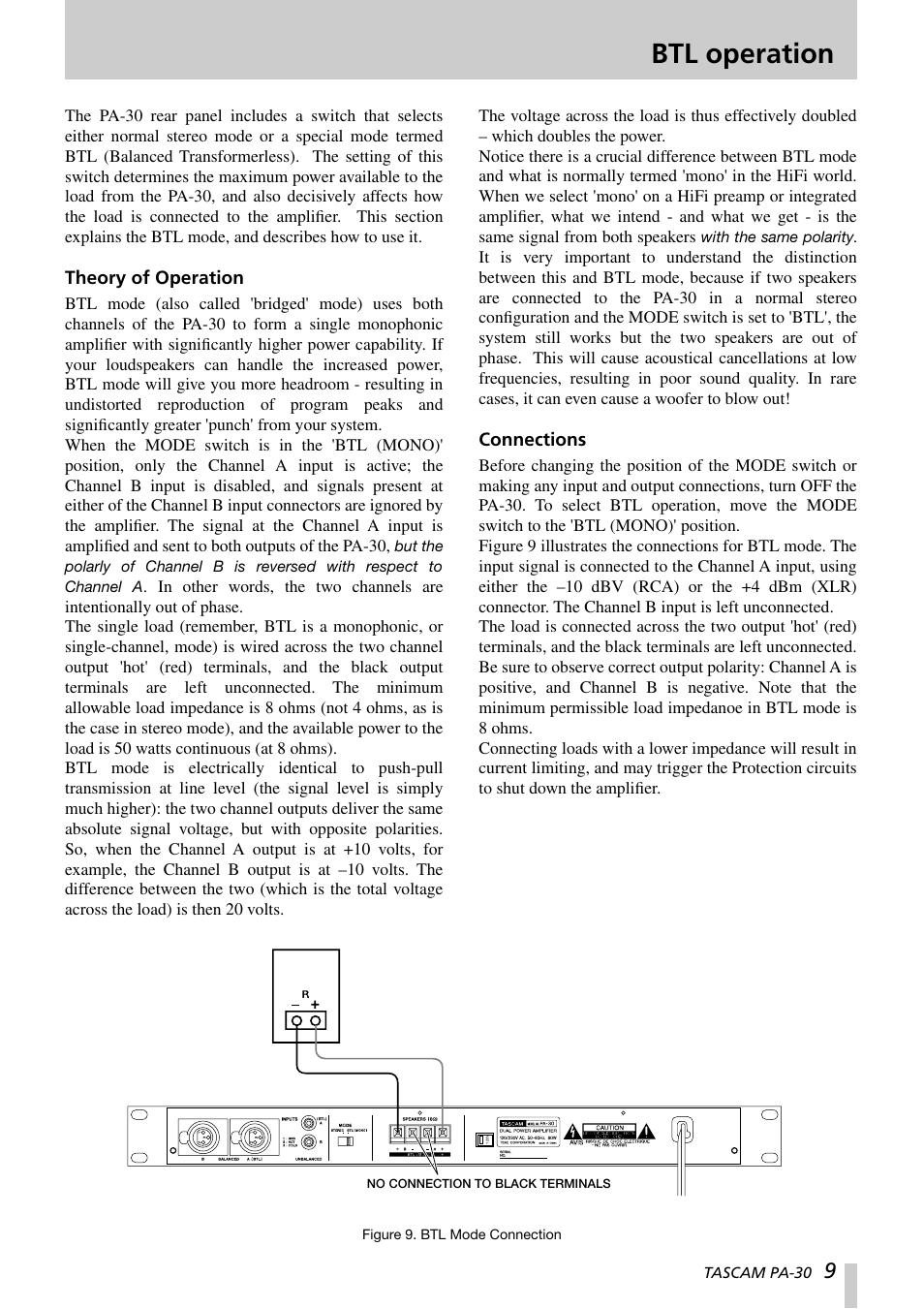 Btl operation | Tascam PA-30 User Manual | Page 9 / 12