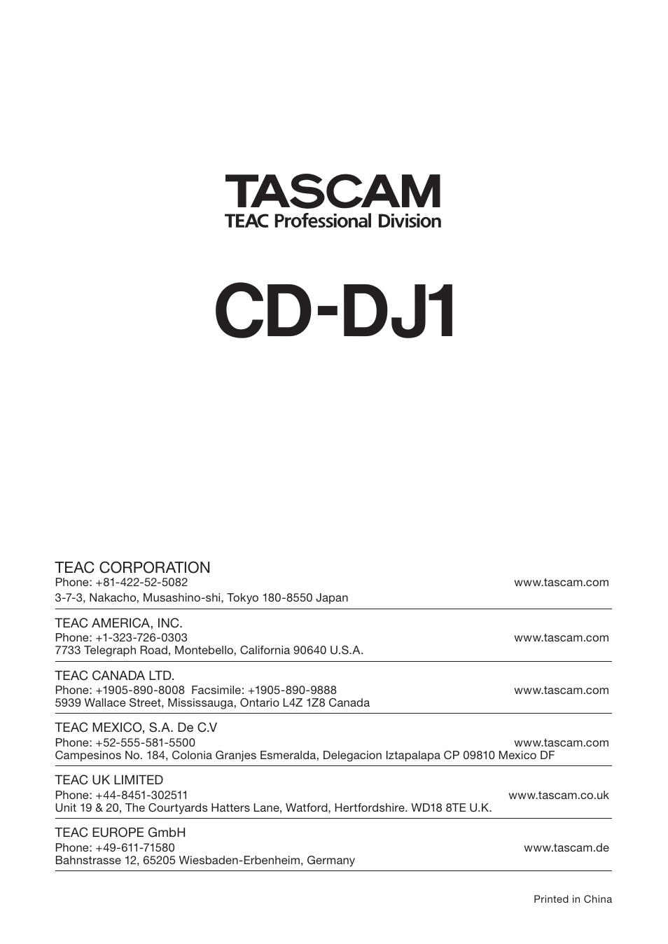 Cd-dj1 | Tascam CD-DJ1 User Manual | Page 28 / 28