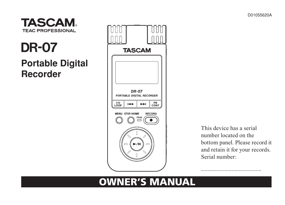 Tascam DR-07 User Manual | 96 pages