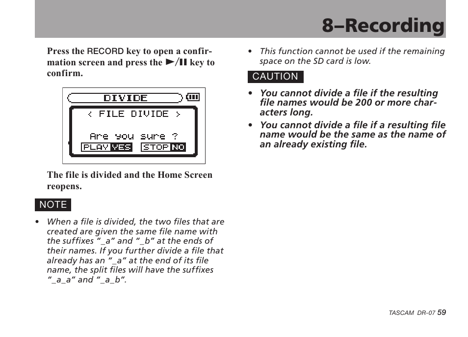 8–recording | Tascam DR-07 User Manual | Page 59 / 96