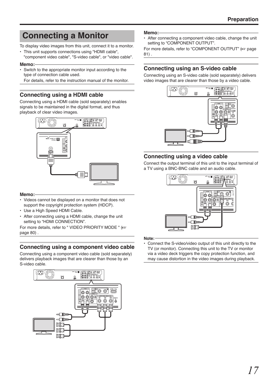 Connecting a monitor | Tascam BD-R2000 User Manual | Page 17 / 112