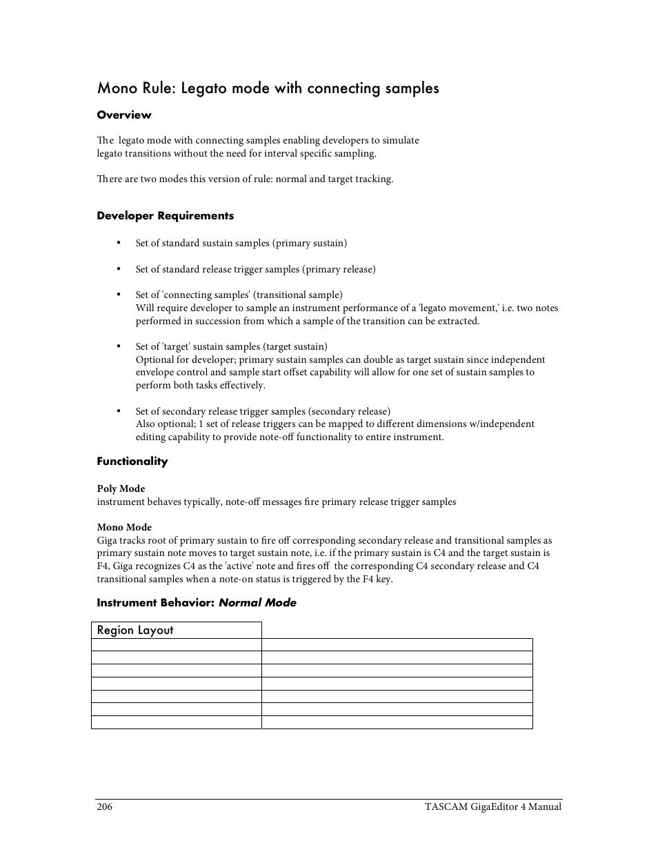 Mono rule: legato mode with connecting samples | Tascam GigaStudio User Manual | Page 206 / 210