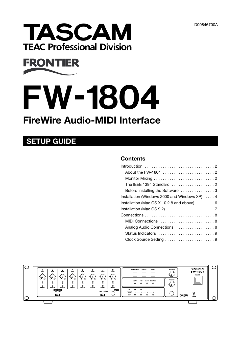 Tascam FW-1804 User Manual | 12 pages