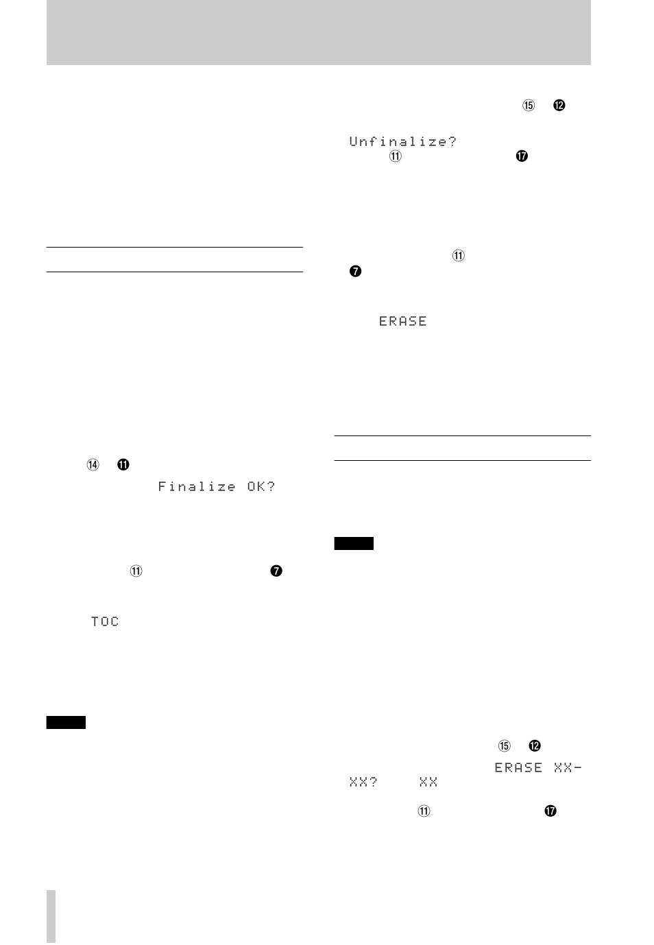 5 – after recording, 1 finalizing, 2 erasing | Tascam CD-RW2000 User Manual | Page 28 / 32