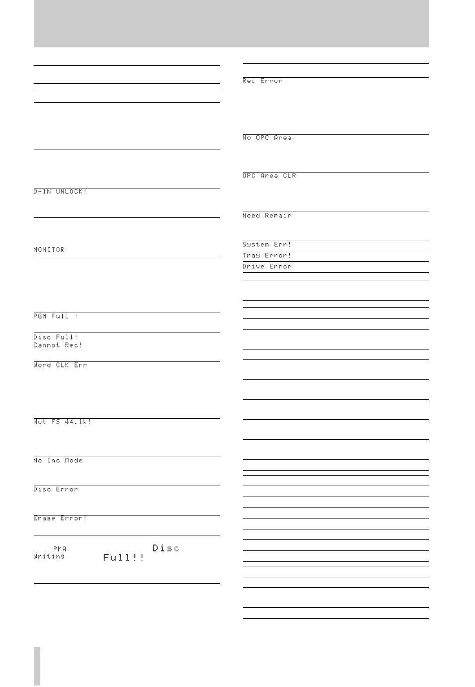 6 – reference and specifications, 1 troubleshooting 6.2 specifications | Tascam CD-RW2000 User Manual | Page 30 / 32