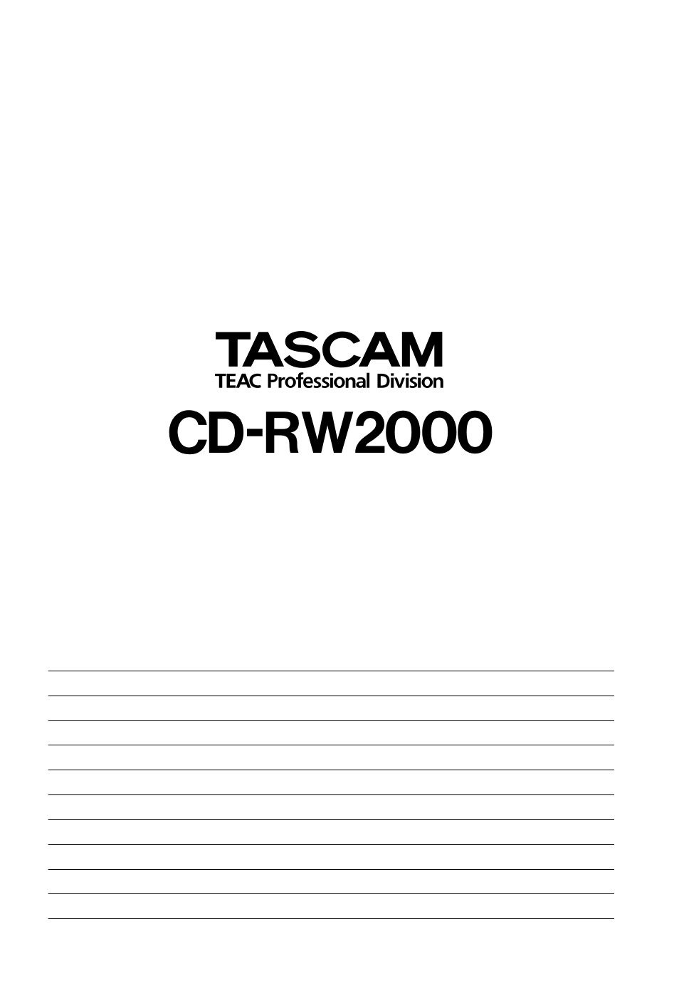 Cd-rw2000, Teac corporation | Tascam CD-RW2000 User Manual | Page 32 / 32