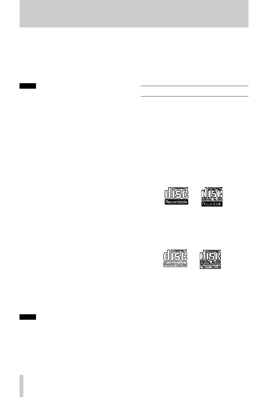 1 – introduction, 1 about cd-r and cd-rw discs | Tascam CD-RW2000 User Manual | Page 6 / 32