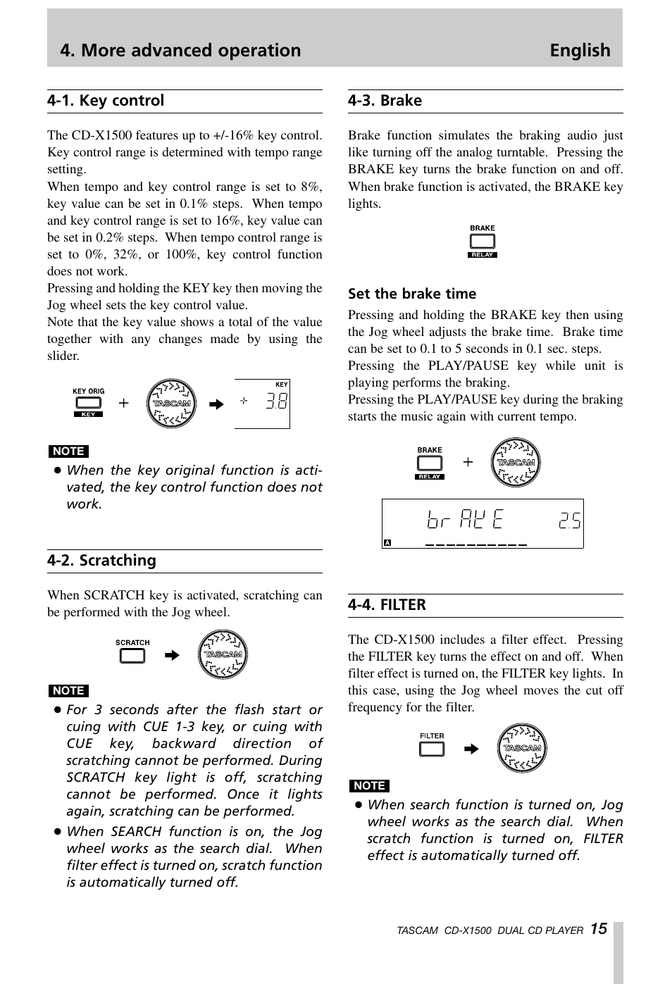 More advanced operation english | Tascam CD-X1500 User Manual | Page 15 / 40