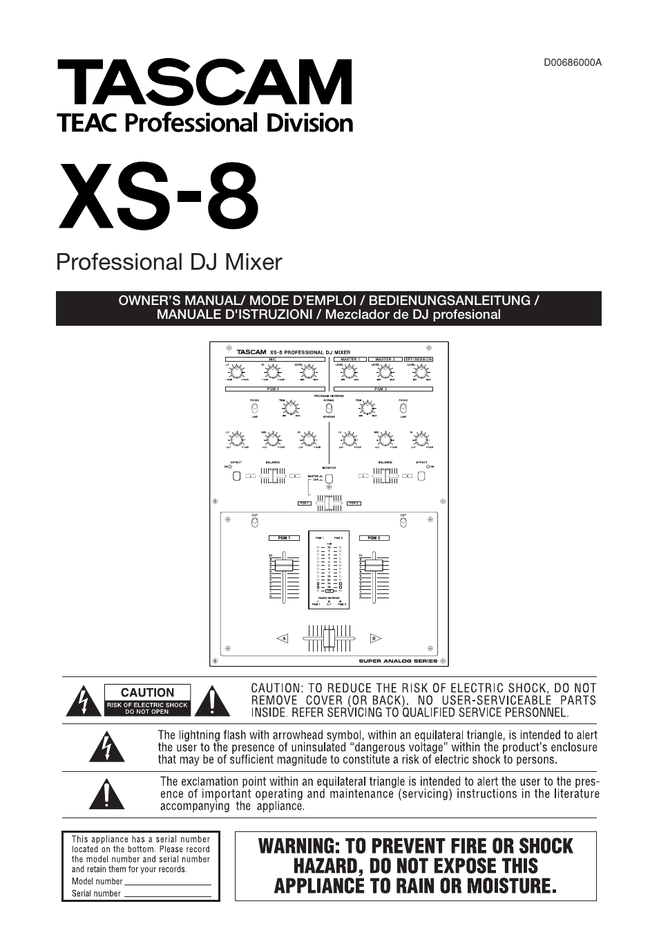 Tascam XS-8 User Manual | 40 pages