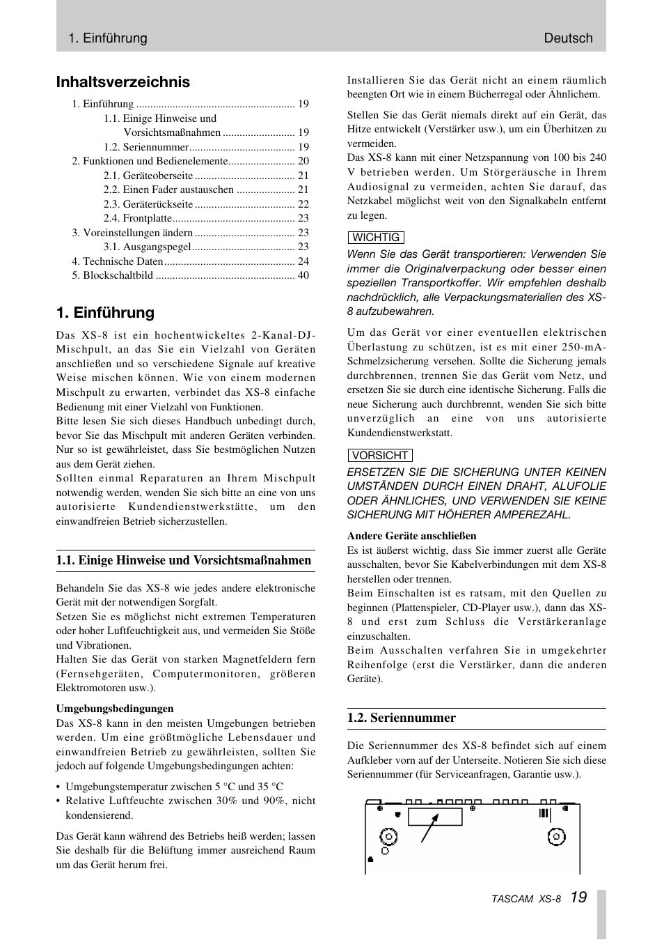 Tascam XS-8 User Manual | Page 19 / 40