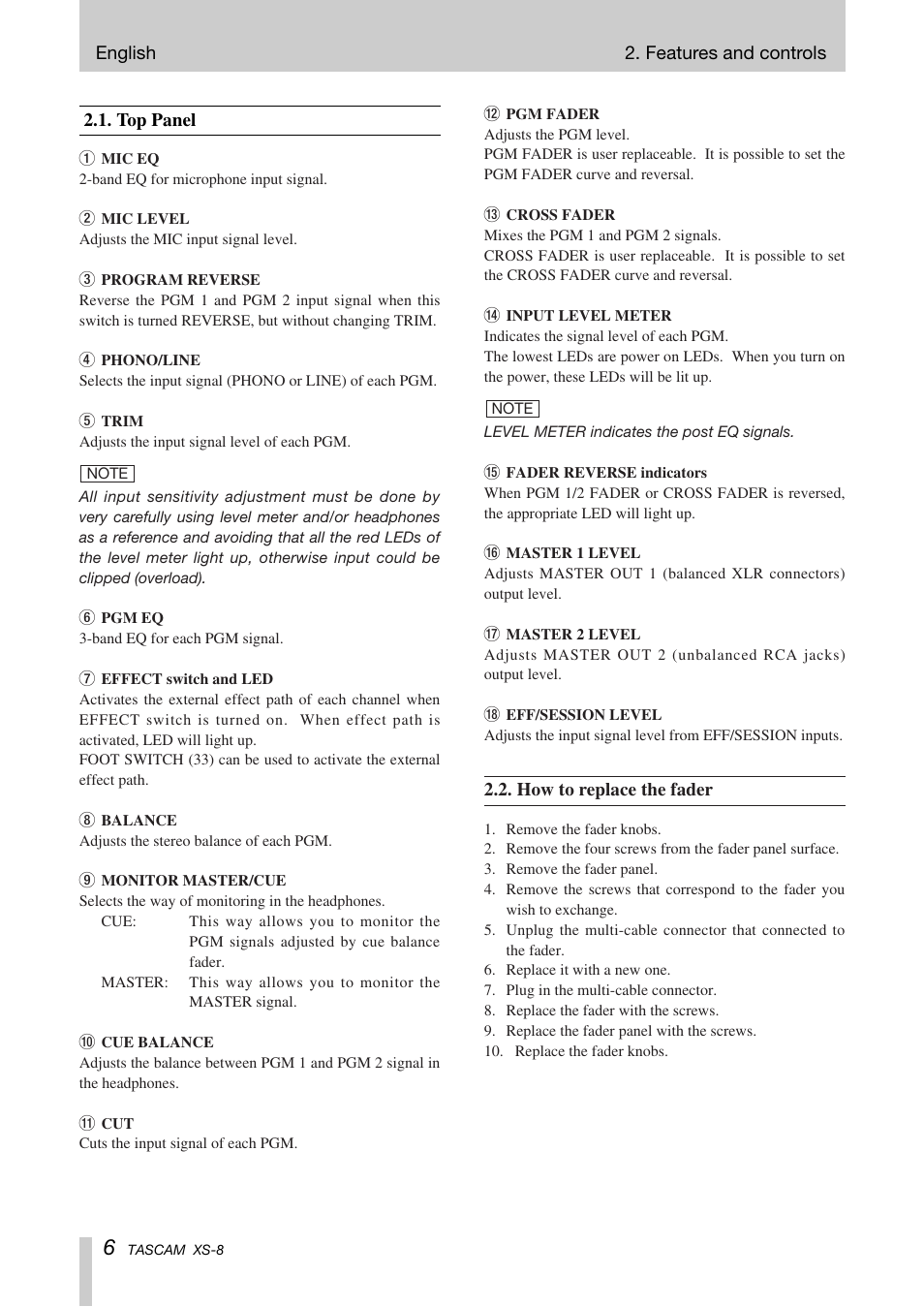 Tascam XS-8 User Manual | Page 6 / 40