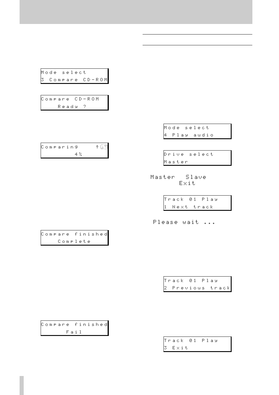 7 - compare cd-rom, 1 play audio track | Tascam CD-D4000 MKII User Manual | Page 10 / 12