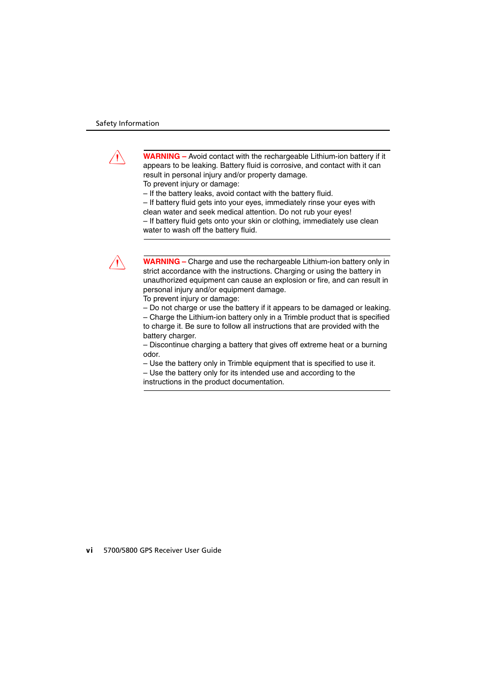 Trimble Outdoors 5700/5800 User Manual | Page 6 / 208