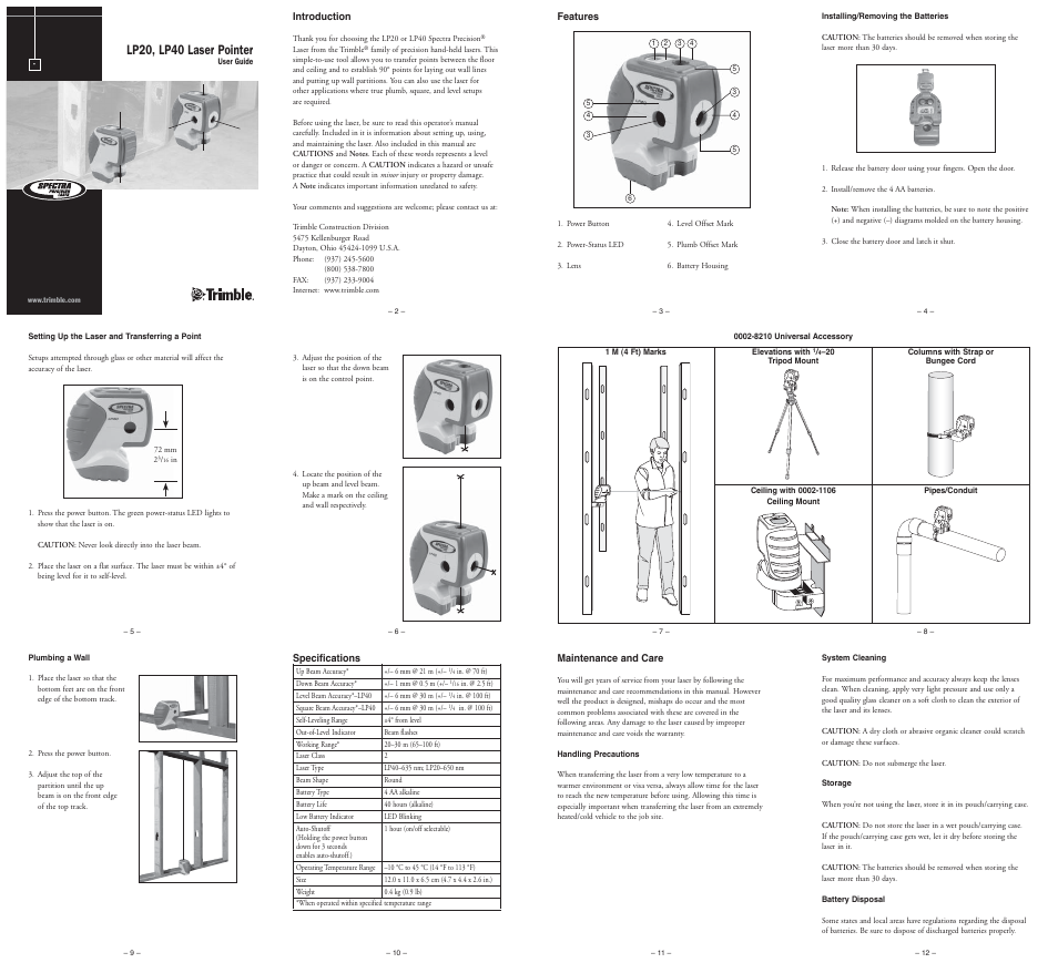 Trimble Outdoors LP20 User Manual | 2 pages