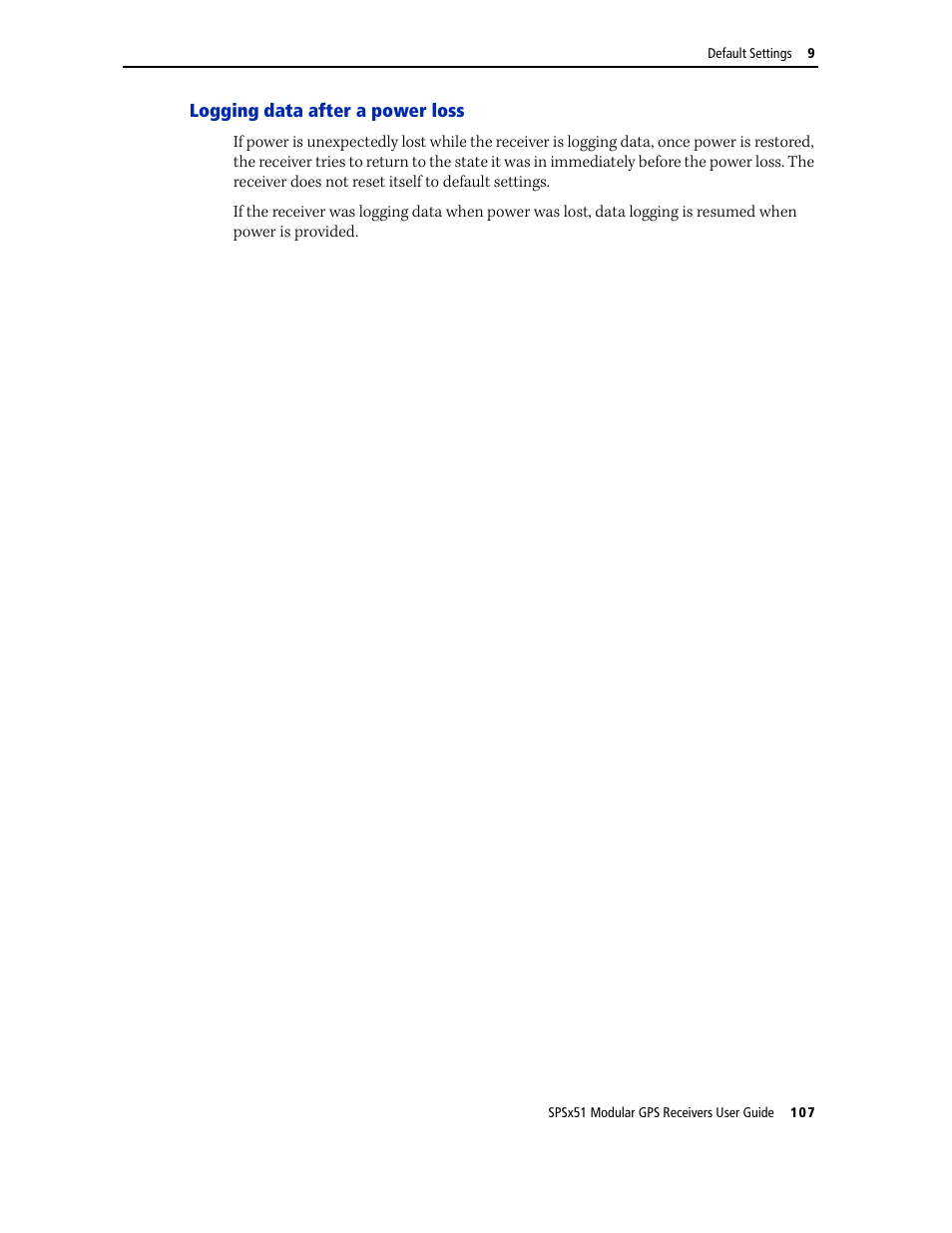 Logging data after a power loss | Trimble Outdoors SPSX51 User Manual | Page 109 / 188