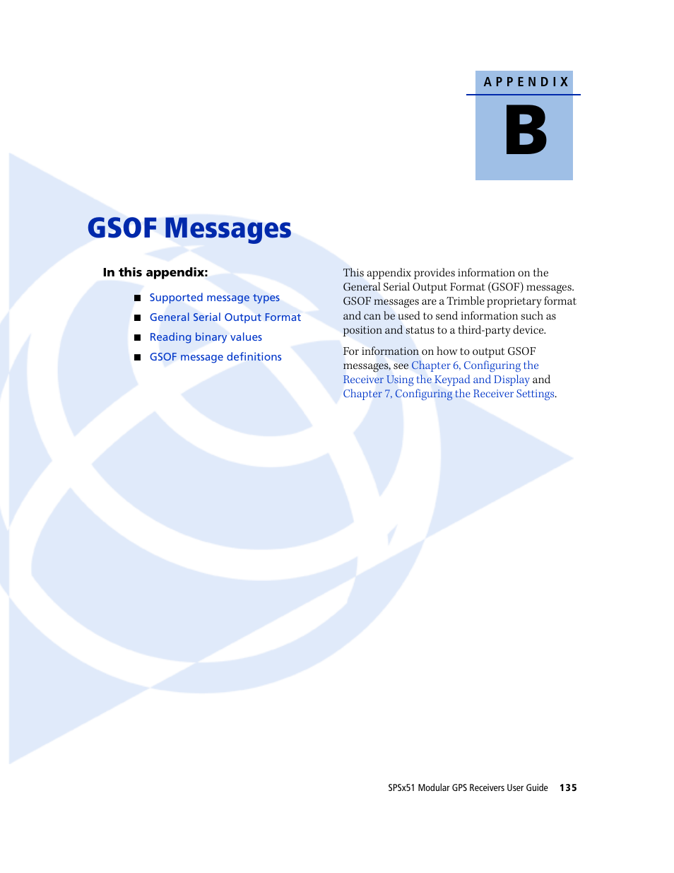 Gsof messages | Trimble Outdoors SPSX51 User Manual | Page 137 / 188