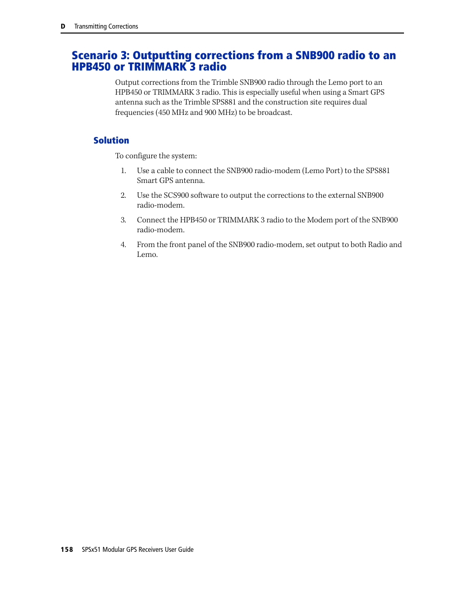 Solution, Trimmark 3 radio | Trimble Outdoors SPSX51 User Manual | Page 160 / 188