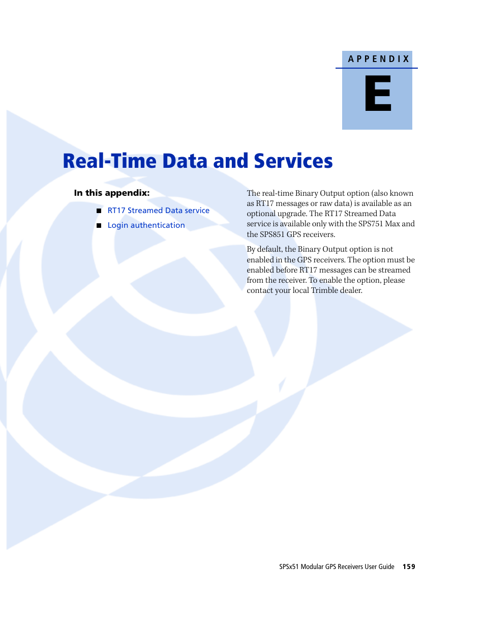 Real-time data and services | Trimble Outdoors SPSX51 User Manual | Page 161 / 188