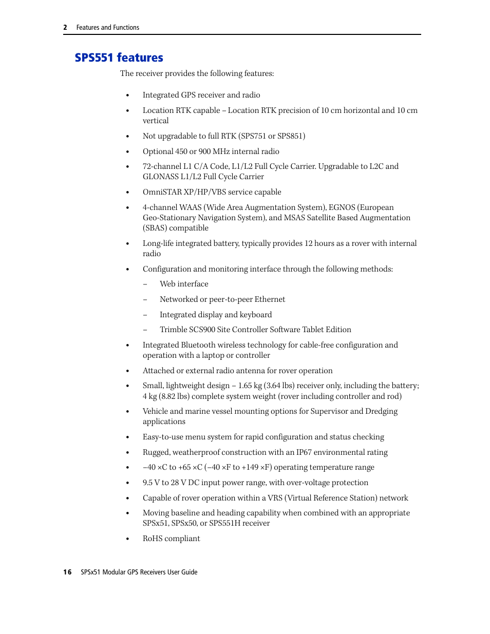 Sps551 features | Trimble Outdoors SPSX51 User Manual | Page 18 / 188