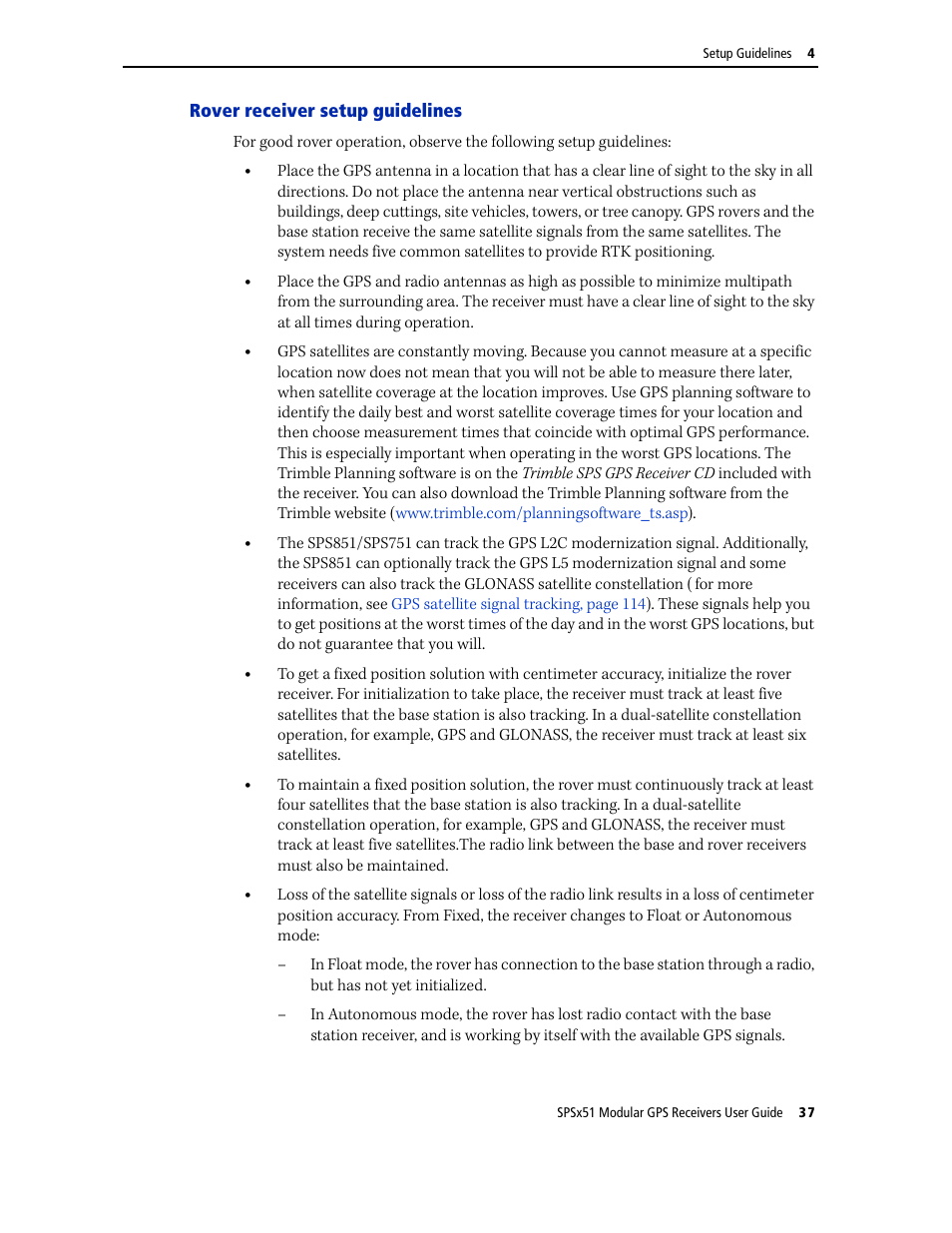 Rover receiver setup guidelines | Trimble Outdoors SPSX51 User Manual | Page 39 / 188