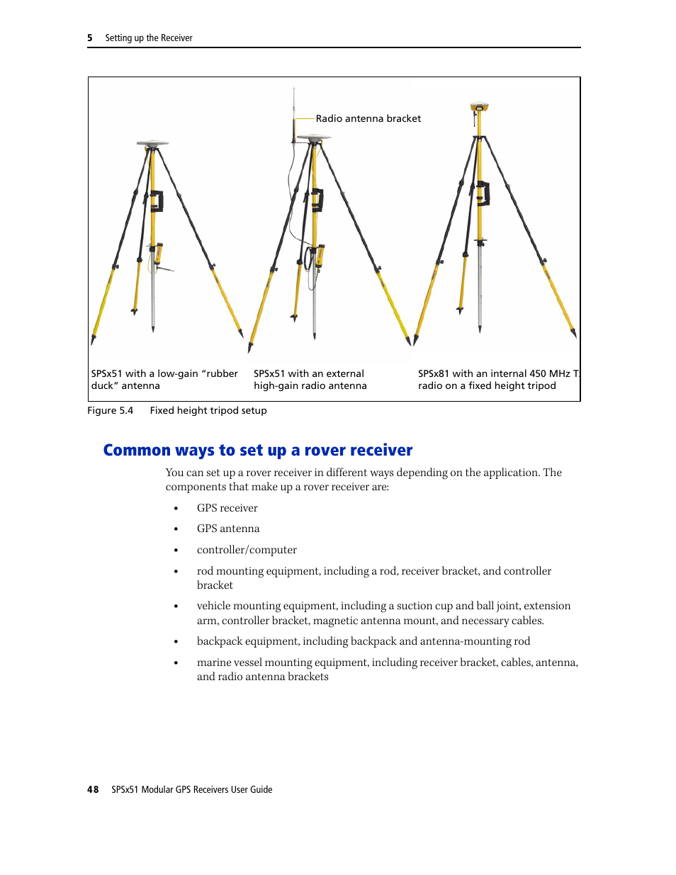 Common ways to set up a rover receiver | Trimble Outdoors SPSX51 User Manual | Page 50 / 188