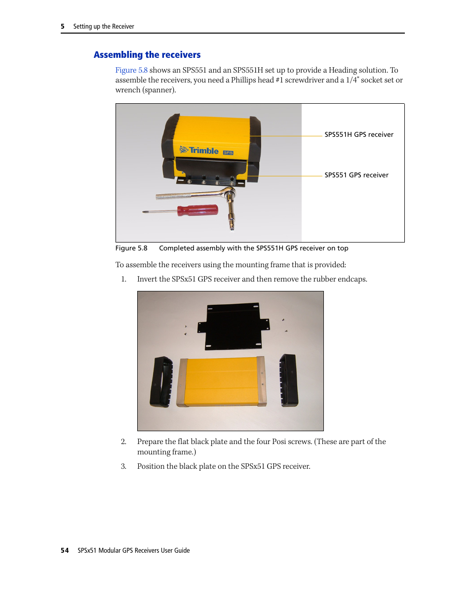 Assembling the receivers | Trimble Outdoors SPSX51 User Manual | Page 56 / 188